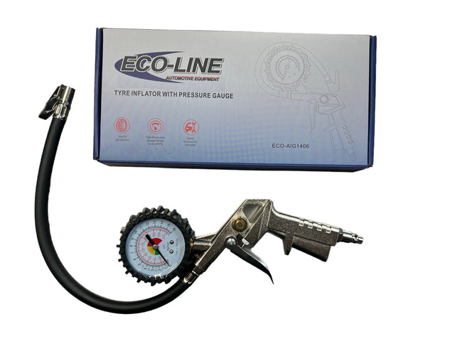 Eco-Line AIG1406 Dial Type Inflator Gauge w/ Hose