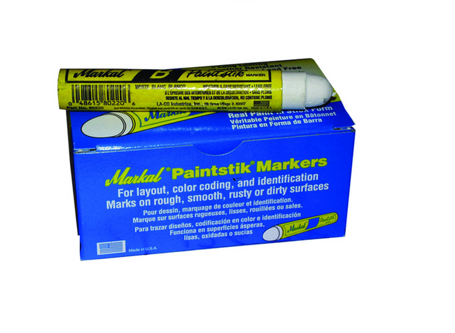 MARKAL 80220 White Paint Stick 3/4 in. Round 12/box