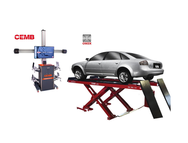 Cemb + Omer Alignment Package DWA3500 Wheel Alignment w/ FOX65CTSMX Scossir Lift and Dual 7,000 Lbs Bridge Jacks vampa.net