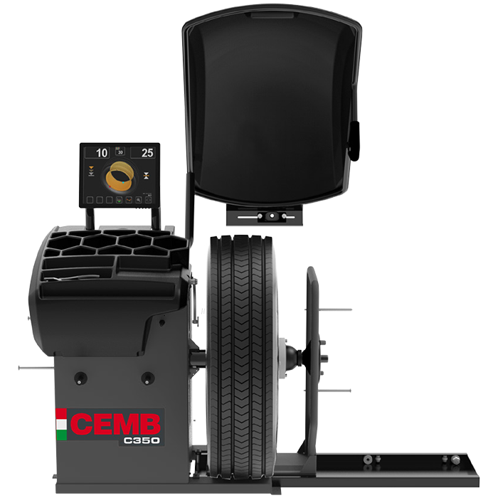 Cemb USA C350 Heavy Duty Touchscreen Truck Tire LA/EMS Sonar & Laser Line Wheel Balancer 32 in. Capacity With Spindle Lift vampa.net