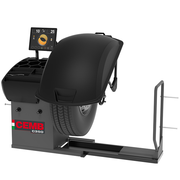 Cemb USA C350 Heavy Duty Touchscreen Truck Tire LA/EMS Sonar & Laser Line Wheel Balancer 32 in. Capacity With Spindle Lift vampa.net