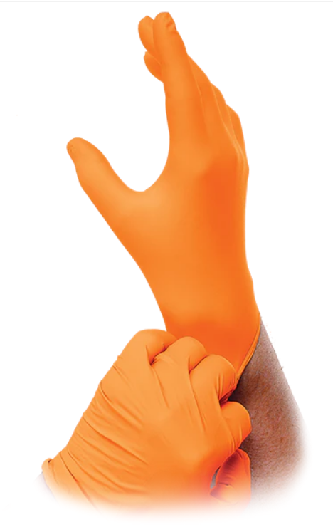 Atlantic Safety Products Orange Lighting Nitrile Gloves Large