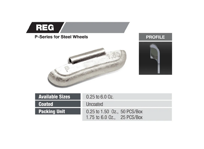 Eco-Line 1.75 Oz Uncoated Lead Clip On Weights (For Steel Wheels) Vampa Tire Supplies