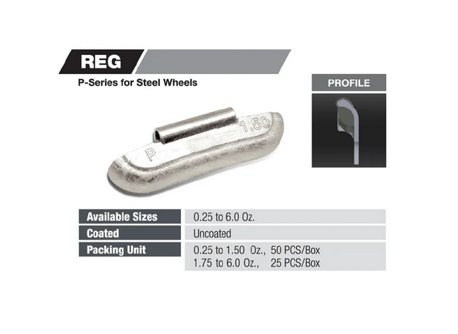 Eco-Line 3.00 Oz Uncoated Lead Clip On Weights (For Steel Wheels)