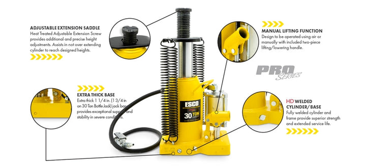 Esco Pro Series 10383 Air Hydraulic Bottle Jack 30 Ton vampa.net