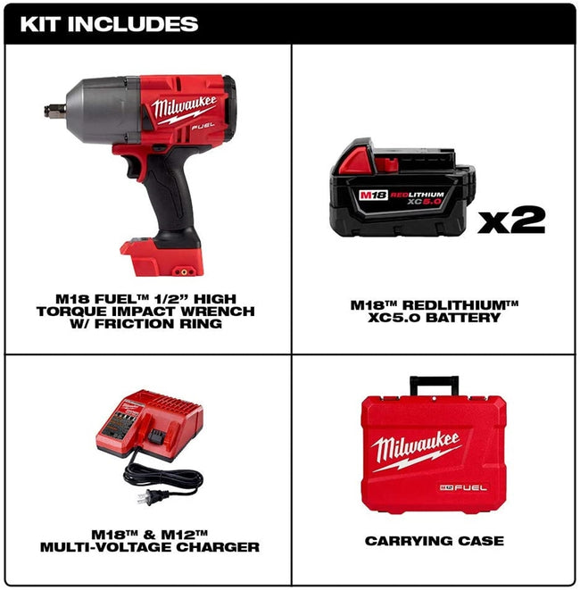 Milwaukee's 2767-22R 1/2 in. Fuel M18 One-Key High Torque Impact Kit With 2 Batteries & Charger