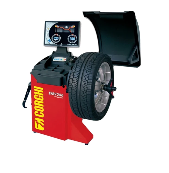 Corghi EM9280 Auto Cycle LCD Monitor Wheel Balancer 28 in. Capacity
