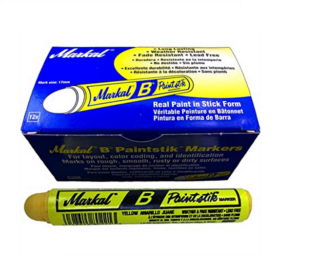 MARKAL 80221 Yellow Paint Stick 3/4 in. Round 12/box