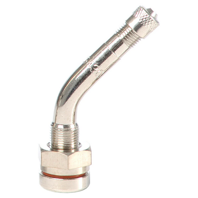 TR 543C Nickel Plated Metric Truck Valve 0.93 + 1.38 in. 45 Deg Angle (9.7 mm Valve Hole)