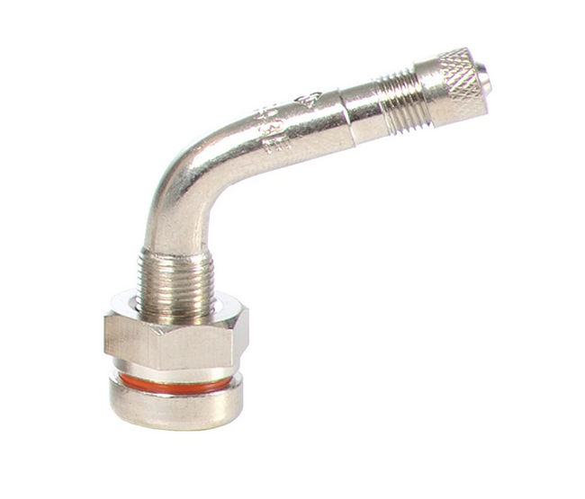 TR 543E Nickel Plated Metric Truck Valve 0.98 + 1.38 in. 75 Deg Angle (9.7 mm Valve Hole)